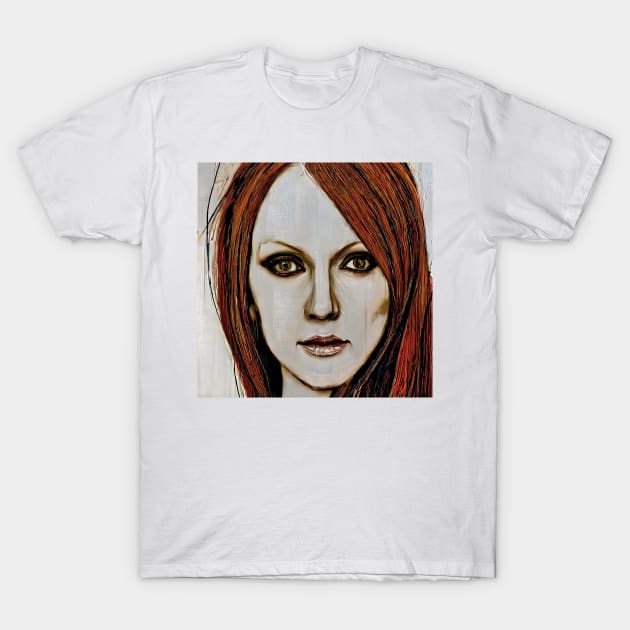 Face of Julianne Moore T-Shirt by bogfl